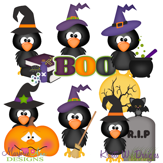 Halloween Crows SVG Cutting Files Includes Clipart - Click Image to Close